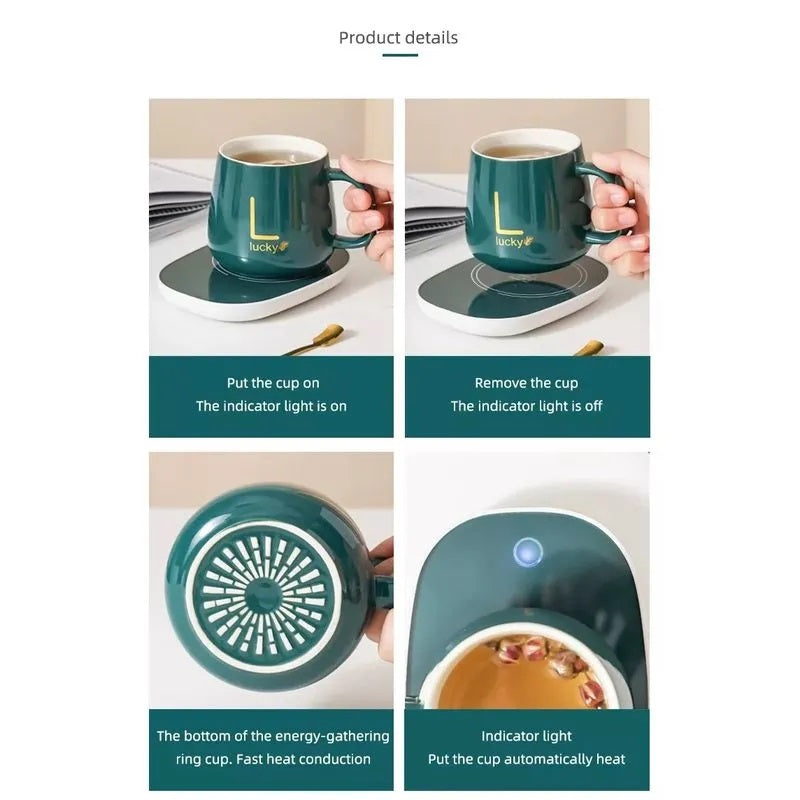 Set cana din ceramica si suport pentru mentinere calda 350 ml