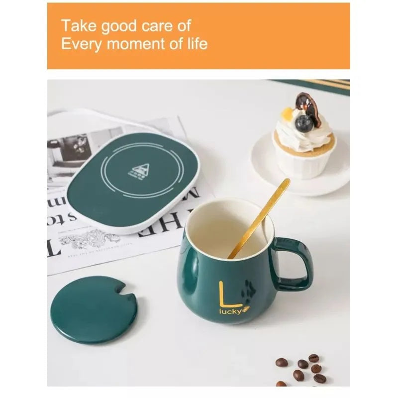 Set cana din ceramica si suport pentru mentinere calda 350 ml