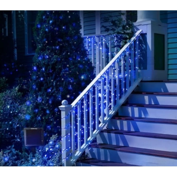 Set 4 x Decoratiune cu Incarcare Solara 100 LED, 10 Metri - Albastru