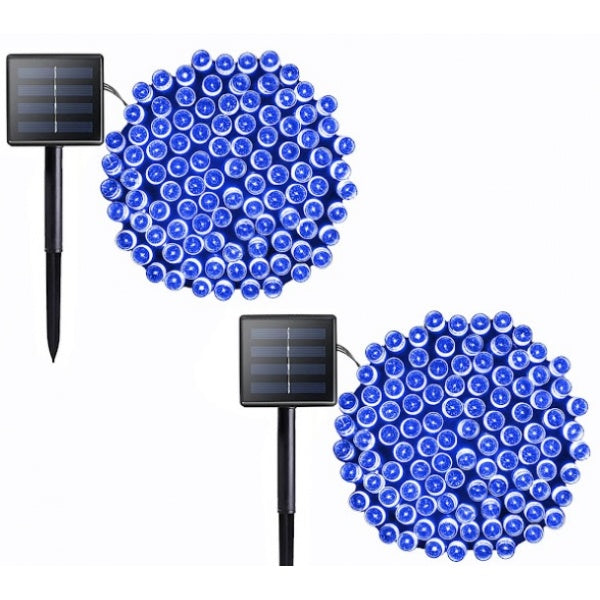 Set 4 x Decoratiune cu Incarcare Solara 100 LED, 10 Metri - Albastru