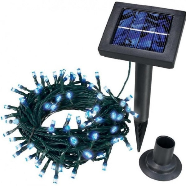 Set 4 x Decoratiune cu Incarcare Solara 100 LED, 10 Metri - Albastru