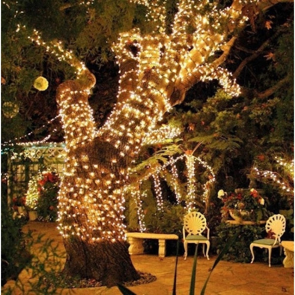 Set 4 x Instalatie cu Incarcare Solara 100 LED, 10 Metri - Alb Cald