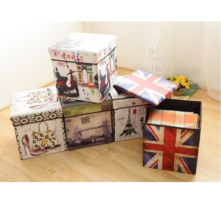 Cutie pentru Depozitare 2 in 1 Tip Scaun Taburet 32 x 32 x 32 cm