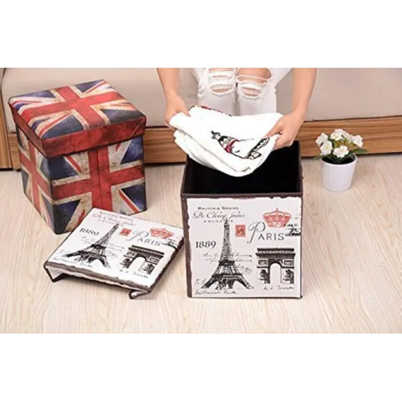 Cutie pentru Depozitare 2 in 1 Tip Scaun Taburet 32 x 32 x 32 cm