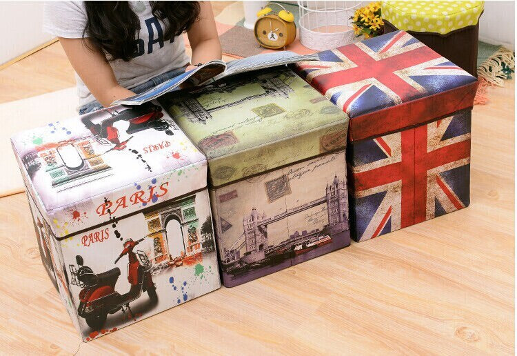 Cutie pentru Depozitare 2 in 1 Tip Scaun Taburet 32 x 32 x 32 cm