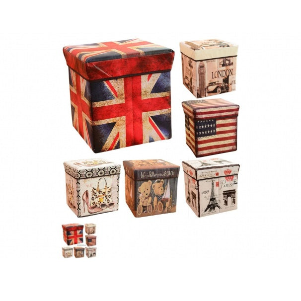 Cutie pentru Depozitare 2 in 1 Tip Scaun Taburet 32 x 32 x 32 cm