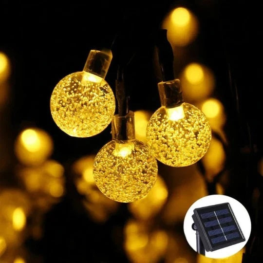 Set 2 x Decoratiune cu Incarcare Solara, 5 Metri, 30 Globulete - Alb Cald
