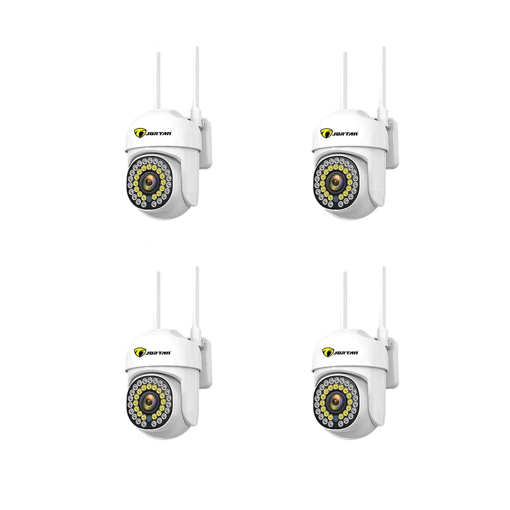 Set 4 x Camere de Supraveghere Video, 32 Leduri, Rotative, Infrarosu, Rezistanta la apa + 4 Carduri 32GB