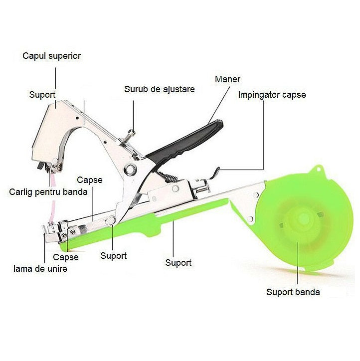 Aparat pentru legat vita de vie + 10 000 de capse + 20 role banda