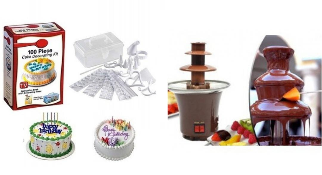 Mini Fantana de Ciocolata + Set Decorat Torturi 100 Piese