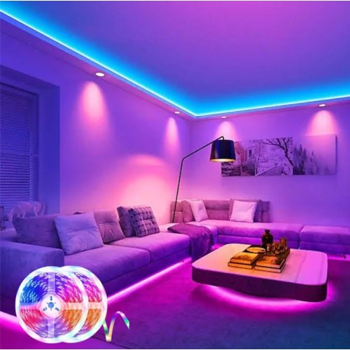 Banda Led RGB 10M, Pentru Iluminare, Cu Banda Adeziva Si Telecomanda