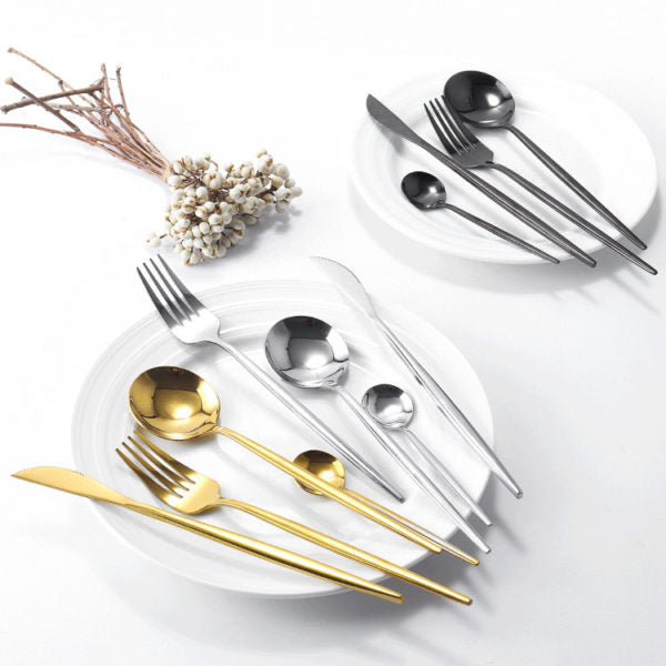 Set 24 de tacamuri, 6 persoane, otel inoxidabil, argintiu