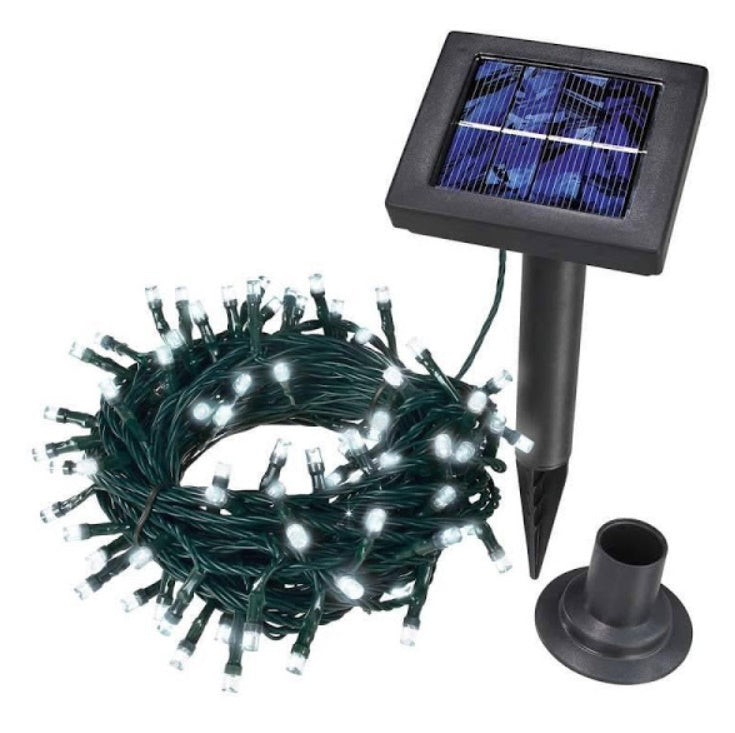 Set 2 x Instalatie cu Incarcare Solara 100 LED, 10 Metri - Alb Rece