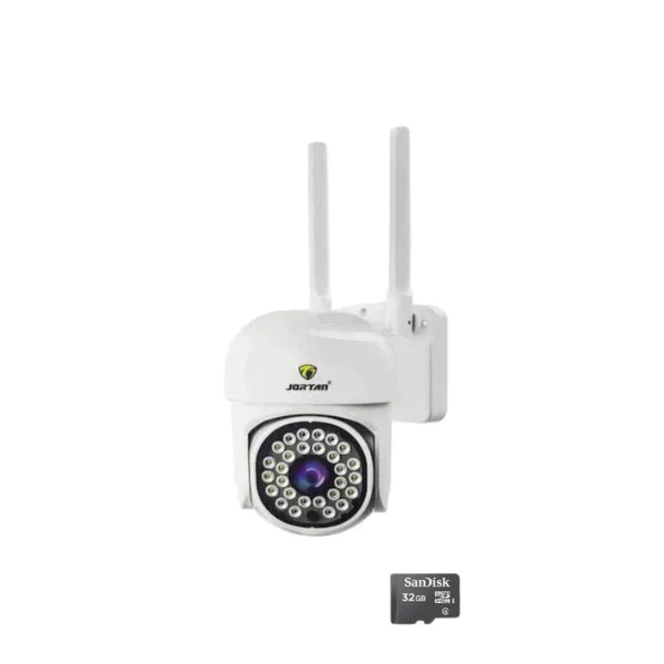 Camera de Supraveghere Video Jortan, 32 Leduri, Rotative, Infrarosu, Rezistanta la apa + Card 32 GB