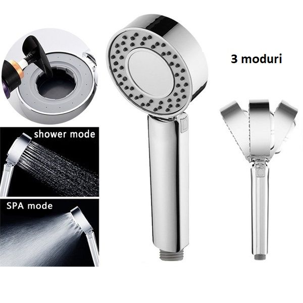 Cap de dus multifunctional cu recipient pentru sampon/gel de dus