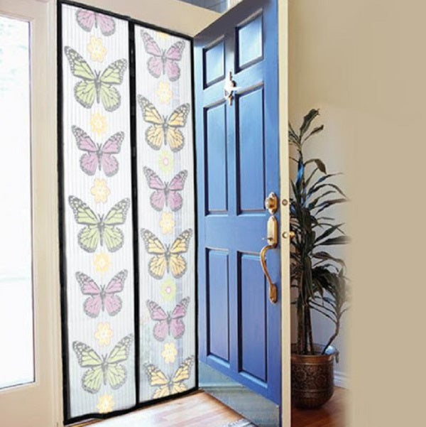 Perdea magnetica anti insecte - model cu flori si fluturi 200x100 cm