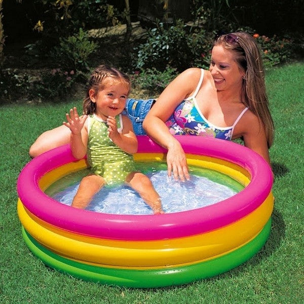 Piscina Gonflabila Intex cu 3 Inele, 147 x 33 cm + Cadou Mingee Gonflabila pentru Apa