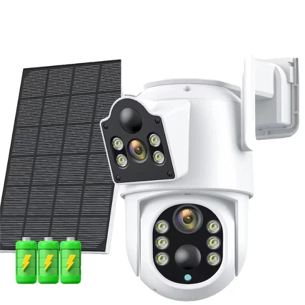 Camera de Supraveghere, Dubla, Wifi, Rotativa cu Incarcare Solara