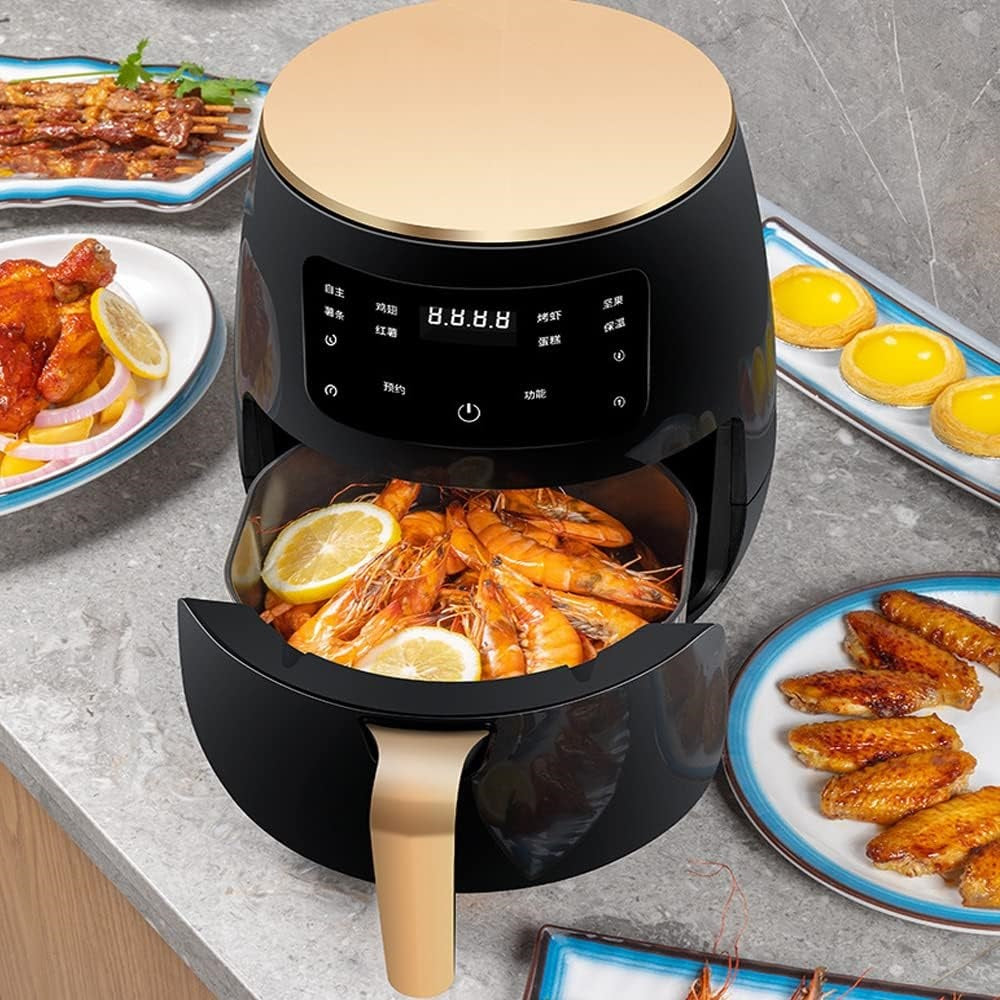 Air Fryer - Friteuza fara Ulei 6 Litri, Display Digital, 2400 W, Functie de Coacere + Set 50 hartii de Copt + 2 x Forma din Silicon Reutilizabila