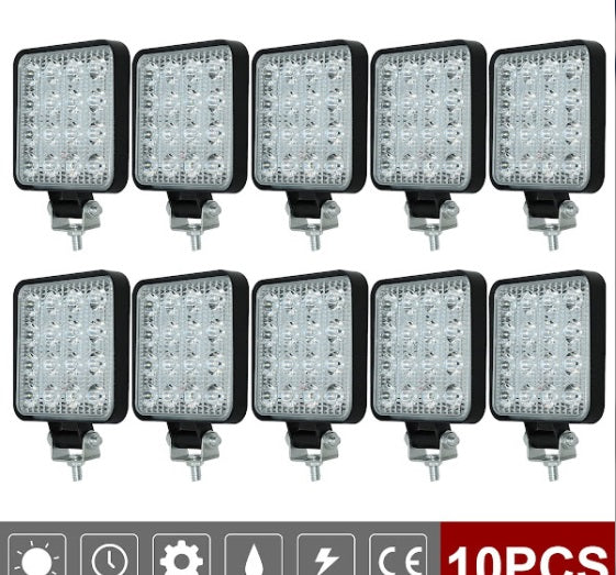 Set 10 proiectoare 16 LED 48W auto OFF-ROAD, IP 67