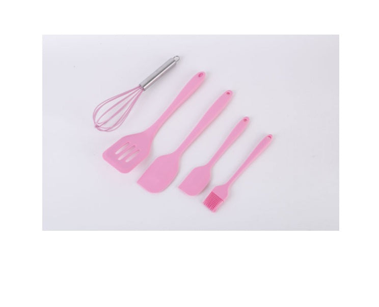 Set 5 ustensile de bucatarie din silicon roz