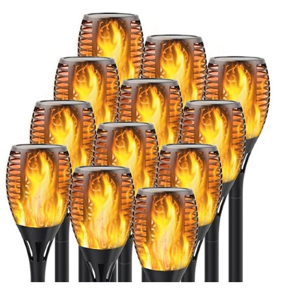 Set 12 x Lampa solara tip torta cu efect flacara 51.5 cm