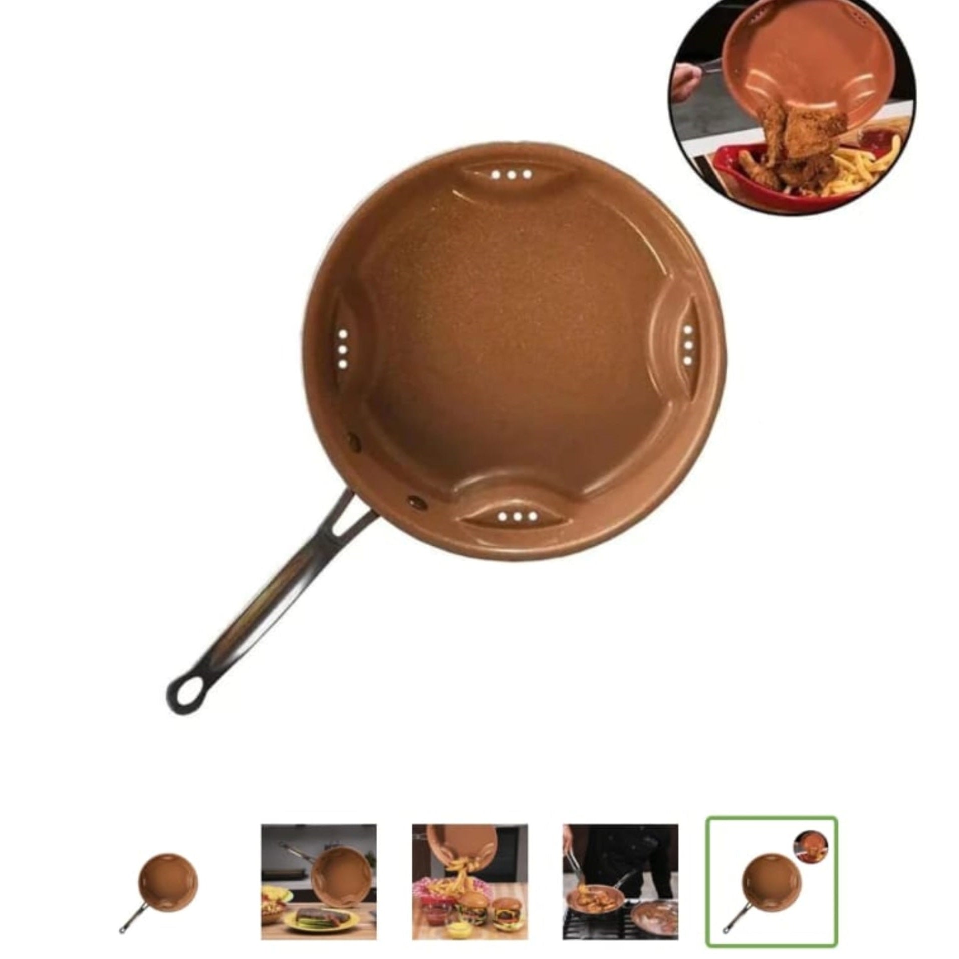 Tigaie Air Fry din ceramica + Set 50 hartii de copt 16 cm