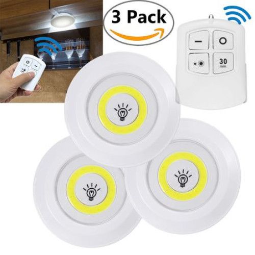 Set 3 lampi LED 3W COB cu telecomanda